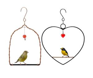 LemonRoad 2 Pcs Hummingbird Swing, Metal Frames Birdie Swing with Red Decor Copper Hummingbird Perch with Iron S Hooks for Hanging Indoor Outdoor Trunk Lawn Patio Garden