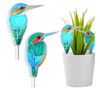 LemonRoad 2 Pcs Stained Glass Kingfisher Bird Suncatcher Flower Pot Decoration Hanging Bird Planters Decor for Indoor Outdoor Plants Gift Idea for Plant Lover Garden Suncatcher Potting Decor