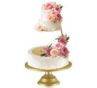 LemonRoad 2 Piece Gold Floating Cake Stand Spacer Separator, 6" 8" 12" Tiered Wedding Cake Stand Round Dessert Display for Birthday Centerpiece Anniversary Party Table Display Decoration(Simple)