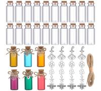 LemonRoad 24 Pcs Spell Jars for Witchcraft Small Tiny Glass Spell Potion Bottles with Cork and 24 Pendants Witchcraft Supplies Gifts Wishing Bottles with Rope for DIY Crafts