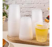 LemonRoad 25 Pcs Frosted Plastic Cups Bulk Blank Clear Disposable Drink Tumblers for Wedding Stadium Painting Marketing Events Home Birthday Party Supplies (12 oz)
