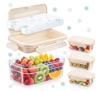 LemonRoad 3 Pack Large Chilled Snackle Container with Removable Ice Pack Keeps Food Cold, Leak-proof Adult Lunch Box, Sandwich Container Bento Box for Camping Fruit Snack Storage, 8.9" x 5.1" x 3.5"