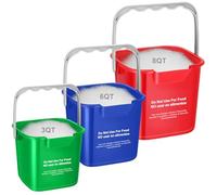 LemonRoad 3 Pcs Multi-Size 3+6+8 Quart Cleaning Bucket Small Sanitizing Square Bucket Detergent Pail for Home Commercial Restaurant Kitchen Office School Wash Rinse Sanitize Handwash(Red,Green,Blue)
