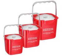 LemonRoad 3 Pcs Multi-Size 3+6+8 Quart Cleaning Bucket Small Sanitizing Square Bucket Detergent Pail for Home Commercial Restaurant Kitchen Office School Wash Rinse Sanitize Handwash (Red)