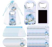 LemonRoad 30 Pack Pumpkin Bottle Openers Baby Shower Favors for Guests a Little Pumpkin Is on the Way Party Favors Autumn Magnetic Handheld Bottle Opener for Fall Thanksgiving Party Gift (Blue)