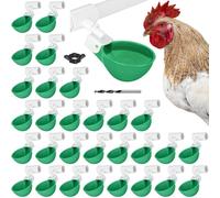 LemonRoad 30 Set Automatic Chicken Waterer Cups with 1/2" PVC Tee Fitting Chicken Drinking Bowl, Poultry Drinker Mounting Hole Opener,Water Dispenser Feeder for Duck, Goose, Turkey, Pigeon(Green)