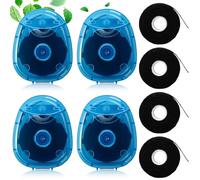 LemonRoad 4 Pack Expandable Dental Floss Treated Activated Charcoal Black Dental Floss Natural Waxed Fresh Mint Woven Teeth String, Each Box 164 Ft/ 50 M