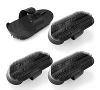 LemonRoad 4 Pieces Farm Animal Massage Brush, Large Plastic Horse Scratcher Grooming Brush Set, Multifunctional, Wet and Dry Use for Bathing, Massage, Hair Cleaning for Cow, Cattle