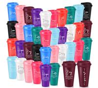 LemonRoad 40 Pcs Bible Verse Plastic Coffee Cups with Lids 16 oz Reusable Religious Plastic Tumblers Christian Church Appreciation Gifts for Employee Teacher Staff (Bright Color)