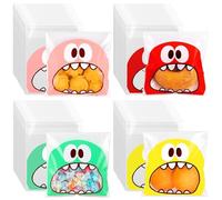 LemonRoad 400 Pcs Clear Cellophane Bags Bulk Cute Self Sealing Cookie Candy Snacks Bags 5.5"x5.5" Resealable Cartoon huge Mouth Individually Wrap Treat Gift Pouch for Halloween Birthday Party Favor