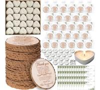 LemonRoad 400 Pcs Wedding Favors for Guests Cork Coasters Candles Bulk Thank You for Celebrating with Us Party Decoration Cards and Organza Bags for Wedding Gift Bridal Shower Party Favor (Round)