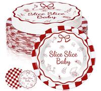 LemonRoad 48 Pcs Slice Slice Baby Party Plates Disposable Paper Plates Baby Shower Birthday Decoration Wedding Pizza Tableware Set for Pizza Birthday Party Supplies