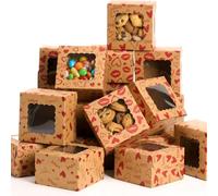 LemonRoad 48 Pcs Valentine's Day Cookie Boxes with Window Heart Love Paper Treat Boxes for Cookies Candy Bakery Small Cupcake Wrapping in Wedding Party Wedding Anniversary Party Supplies