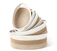 LemonRoad 6 Pieces Storage Baskets for Organizing Boho Woven Baskets Sets for Shelves Natural Cotton Rope Storage Bins for Toys Books Clothes Closet Bedroom Nursery Bathroom Home Decor, 3 Sizes