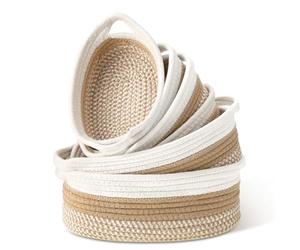 LemonRoad 6 Pieces Storage Baskets for Organizing Boho Woven Baskets Sets for Shelves Natural Cotton Rope Storage Bins for Toys Books Clothes Closet Bedroom Nursery Bathroom Home Decor, 3 Sizes