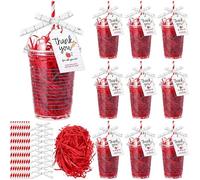 LemonRoad 6 Sets Teacher Appreciation Gifts Bulk, Plastic Coffee Cup Container Gift Card Holder, Teacher Week Thank You Gifts Graduation Back to School End of Year Ornaments (Notebook,Blue White)