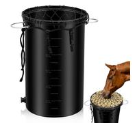 LemonRoad Horse Slow Feeder Hay Feeder Set 30×18×18 Inch Durable Plastic Bucket with Hay Net, Adjustable Strap and Drain Plug Ideal for Equine Digestive Health Extended Feeding Time