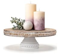 LemonRoad Large Round Wood Risers for Display, 14 Inch Decorative Rustic Farmhouse Cake Stand Pedestal Tray for Home Kitchen Wedding Birthday Decor