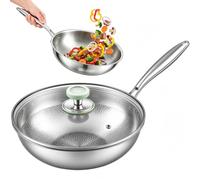 LemonRoad Titanium Wok 12" Hammered Titanium Pans for Cooking | Wok Pan with Lid, Induction Compatible, Stainless Steel Handle, Chinese Stir Fry Wok for All Stovetops