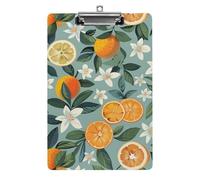 Lemons and Flowers Clipboard, A4 Acrylic Clipboards with Hanging Hook, Ultra Lightweight & Shatterproof Writing Board for Office, Nurses, 8.5" X 12.5"
