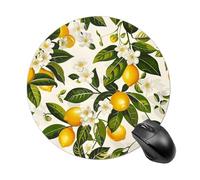 Lemons and Flowers Round Mouse Pad 7.8 Inch, Portable Gaming Mouse Mat with Non-Slip Rubber Base & Smooth Surface, Waterproof Mousepad for PC, Laptop, Computer, Office, Home