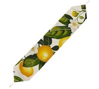 Lemons and Flowers Table Runner for Dining Table, Short Plush Runners Washable & Durable Tablerunner Modern Home Decor for Wedding, Kitchen, Holiday 200*33cm