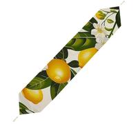 Lemons and Flowers Table Runner for Dining Table, Short Plush Runners Washable & Durable Tablerunner Modern Home Decor for Wedding, Kitchen, Holiday 229*33cm