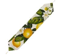 Lemons and Flowers Table Runner for Dining Table, Short Plush Runners Washable & Durable Tablerunner Modern Home Decor for Wedding, Kitchen, Holiday 178*33cm
