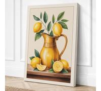 Lemons and Foliage Botanical Canvas Wall Art Print 18x12 Inch