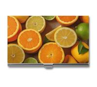 Lemons And Oranges Business Card Case Business Card Storage Slim Metal Credit Card Wallet Multi Functional Flip Cover Minimalist Wallet Card for Men And Women