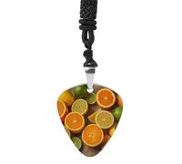 Lemons And Oranges Guitar Pick Necklace Exquisite Cool Pendant Necklaces Titanium Steel Personalized Necklaces Fashion Guitar Pick Holder Necklace Unisex Unique Gifts