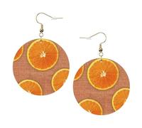 Lemons And Oranges Leather Round Earrings Daily Accessories Working At Work Women'S Fashion