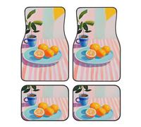 Lemons and Oranges On A Blue Plate Car Floor Mats,4 Piece, Car Rug Durable Anti-Slip Waterproof Trim to Fit Liner Universal Fit Auto,Sedan,SUV,Truck