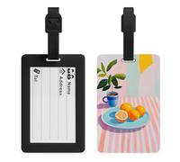 Lemons and Oranges on A Blue Plate Luggage Tag Travel Bag Suitcase Baggage Name Tags