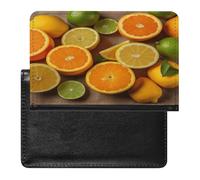 Lemons And Oranges Passport Holder Passport Wallet Document Organizer Protector PU Leather Card Slot Travel Accessories