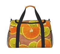 Lemons and Oranges Print Ample Space Travel Duffle Bag Stylish with Waterproof Zipper for Airplane Gym
