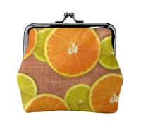 Lemons and Oranges Print Exquisite Kiss Lock Wallet Compact Versatile Women Coin Purse Small Zipper Pouch