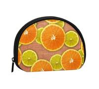 Lemons and Oranges Print Portable Mini Storage Bag Shell Shaped Wallet Small Coin Wallet Shell Storage Bag