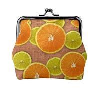 Lemons and Oranges Print Small Coin Purse Kiss-Lock Leather Pouch Change Wallet Gifts for Men Women