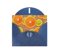 Lemons And Oranges Printing Horizontal Love Buckle Pearl Paper Holiday Greeting Card With Envelopes For Friends, Family