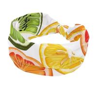 Lemons and Sliced Fruits Summer Background Sports Headbands for Women, Elastic Sports Hair Bands Nurse Wide Turban for Workouts Yoga Gym Tennis
