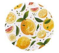 Lemons and Sliced Fruits Summer Pattern Small Round Mouse Pad, Anti-Slip Rubber Computer Mousepad for Office Home Gaming Laptop, 10 x 10 Inch