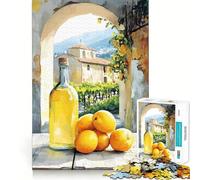 Lemons And Wine in Italian Village Jigsaw Puzzle 1000 Piece for Adults Mind Exercise Stress Relief Family Play Birthday Idea (50x75cm)