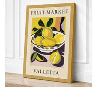 Lemons at Valletta Market Canvas Wall Art Print 24x16 Inch