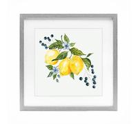 Lemons Blossoms Berries Botanical, 16 x 16 Inch Framed Print Under Glass