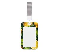 Lemons-Green-Leaves Abs Vertical Id Badge Holder, Name Badge with Clear Scanning Film