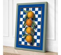 Lemons on Checked Ground Canvas Wall Art Print 18x12 Inch (46 x 30 cm)