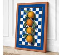 Lemons on Checked Ground Canvas Wall Art Print 24x16 Inch (61 x 41 cm)