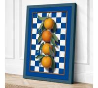 Lemons on Checked Ground Canvas Wall Art Print 24x16 Inch (61 x 41 cm)