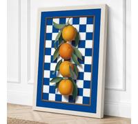 Lemons on Checked Ground Canvas Wall Art Print 30x20 Inch (76 x 51 cm)